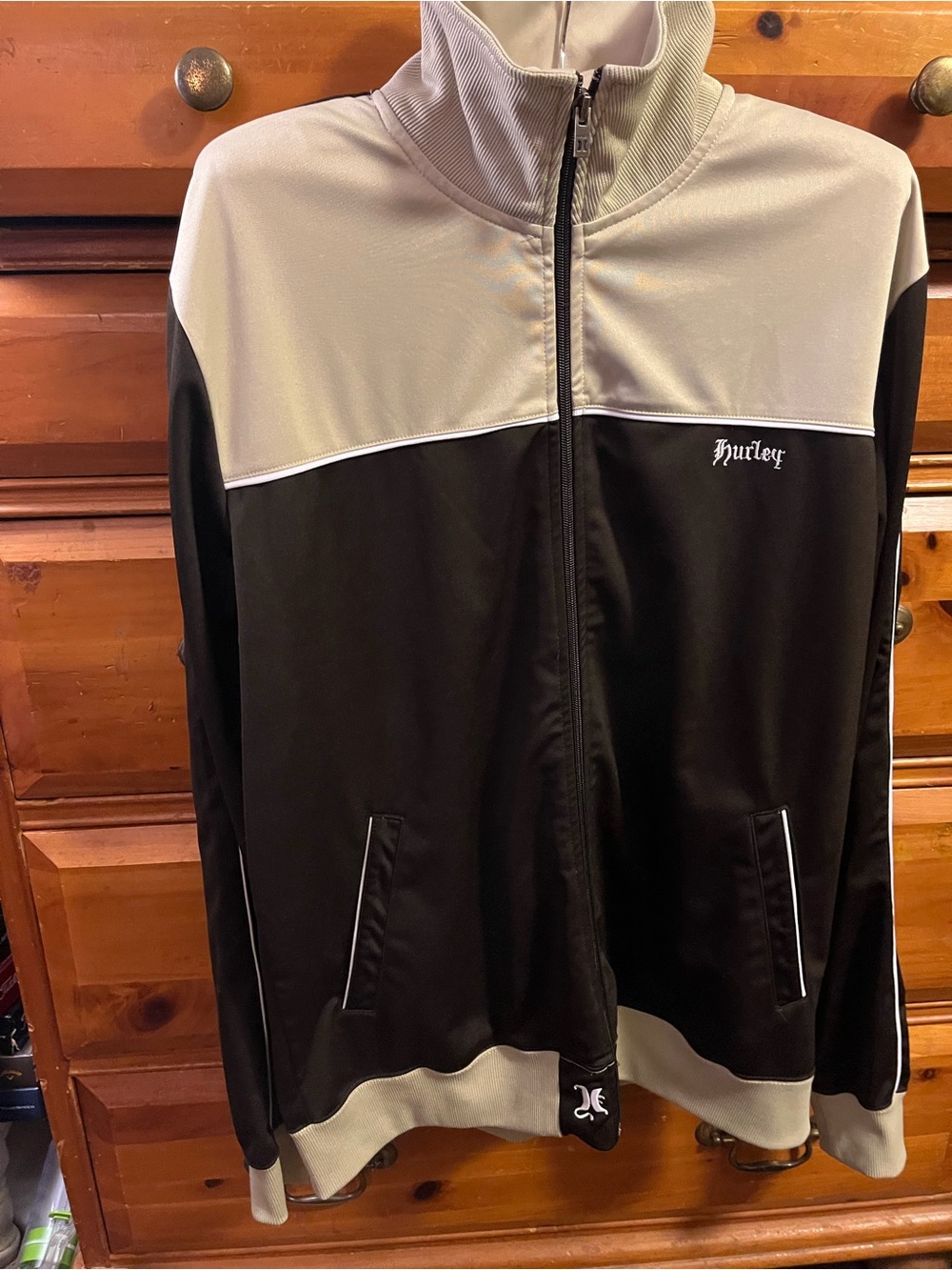Hurley Men's Black and Light Gray Track Windbreaker Jacket